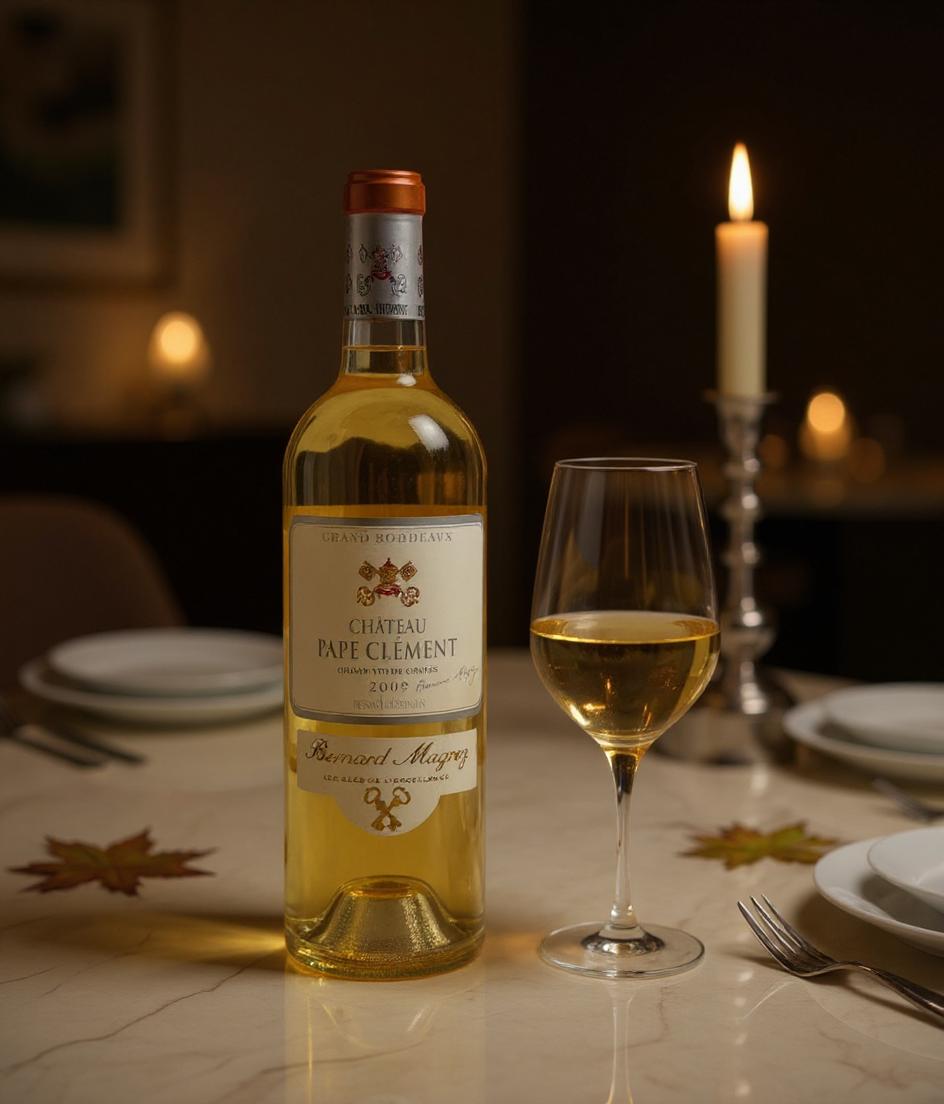 Chateau Pape Clement Blanc 2009 wine bottle label detail