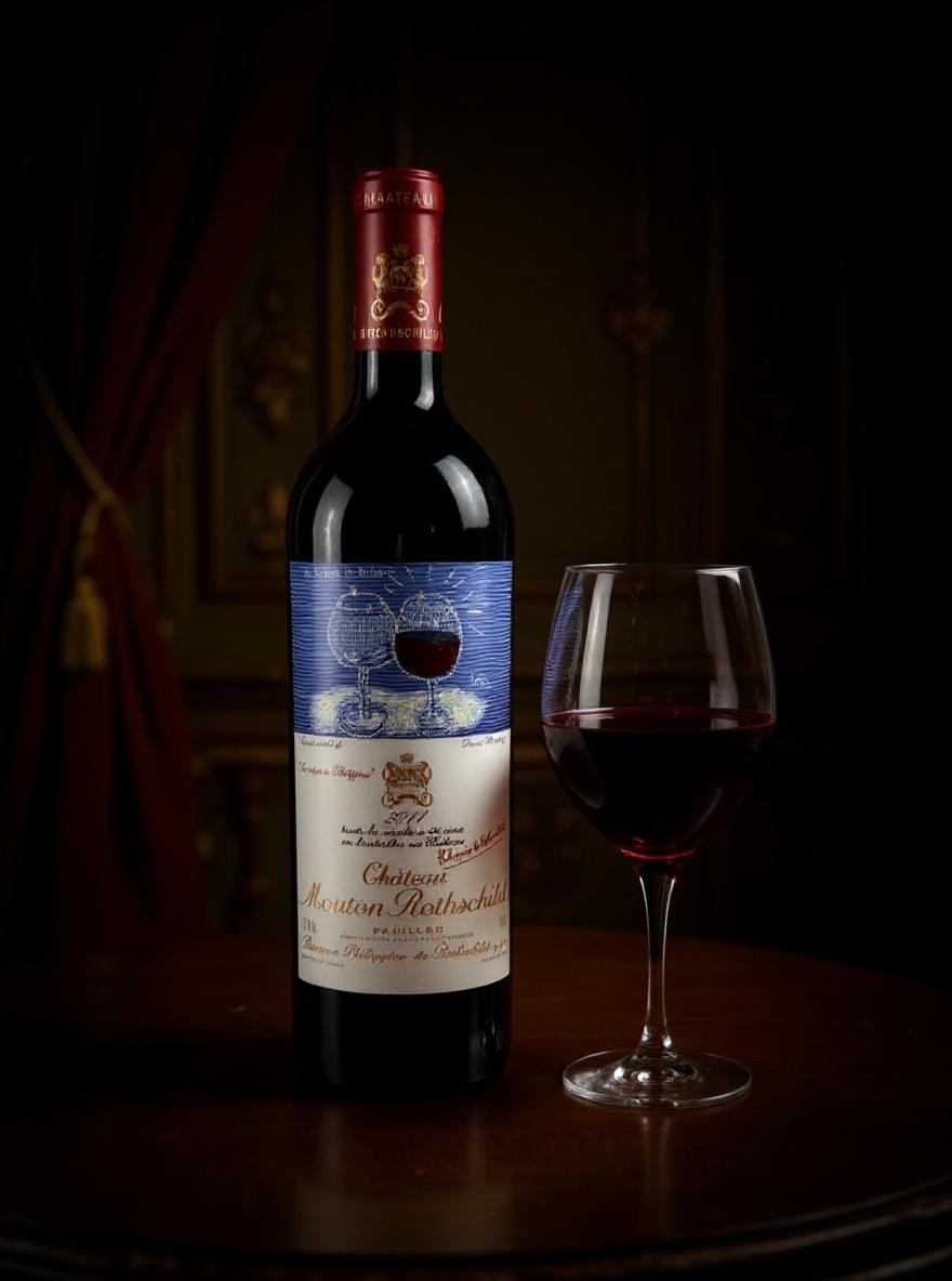 Chateau Mouton Rothschild wine case and bottles