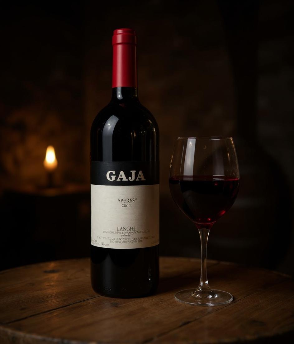 Gaja Sperss Barolo 2005 wine label close-up premium Italian wine