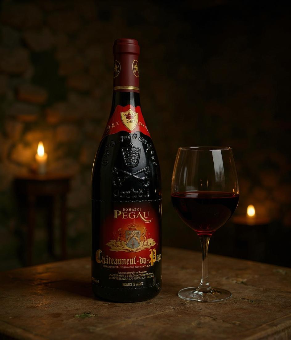 Domaine du Pegau wine label close-up showing vintage details
