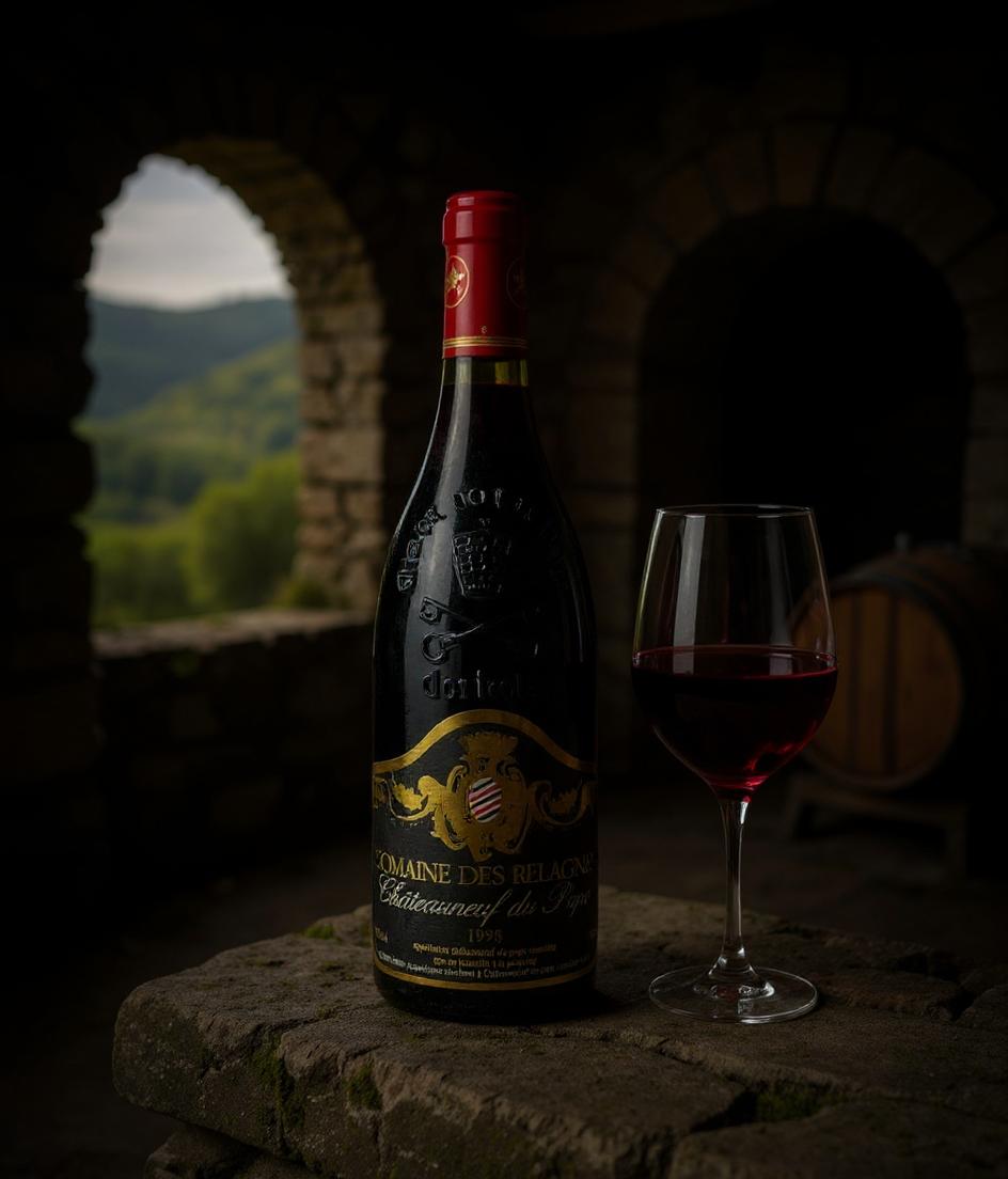 Domaine des Relagnes Chateauneuf-du-Pape 1998 wine bottle label detail