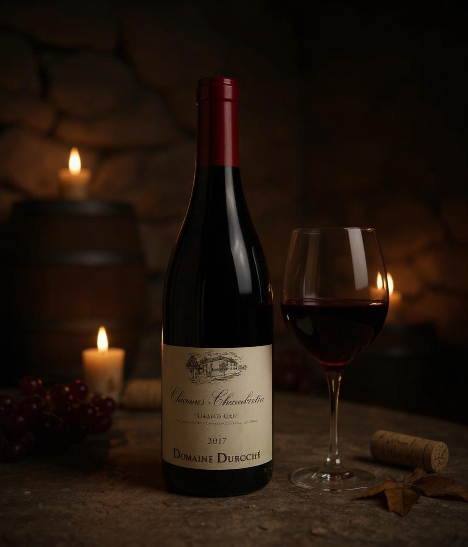 Domaine Duroche Charmes-Chambertin Grand Cru 2017 wine label detail