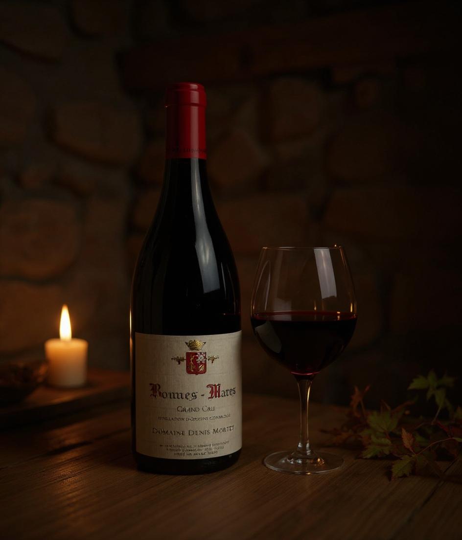 Domaine Denis Mortet Grand Cru wine label detail