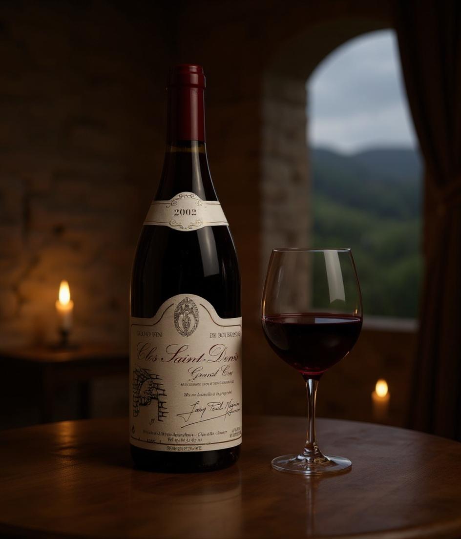 Clos Saint-Denis Grand Cru 2002 wine label detail