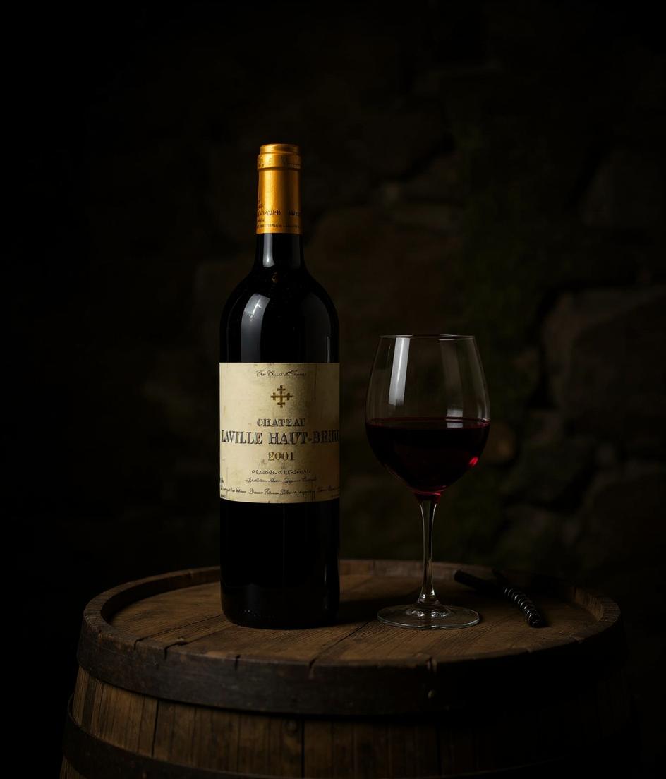 Chateau Laville Haut-Brion 2001 wine bottle detail and label
