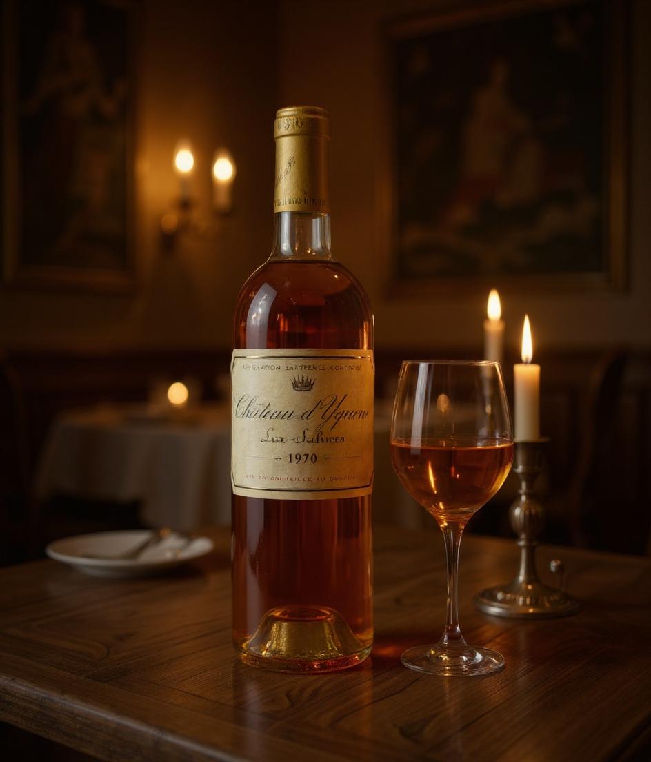 Chateau d'Yquem 1970 wine label close-up vintage Bordeaux