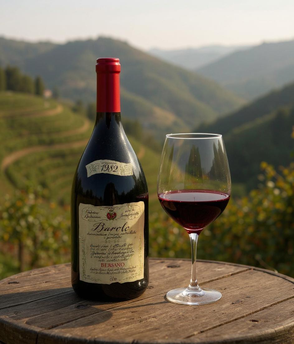 Rare Barolo Bersano Badarina 1982 3L vintage wine bottle