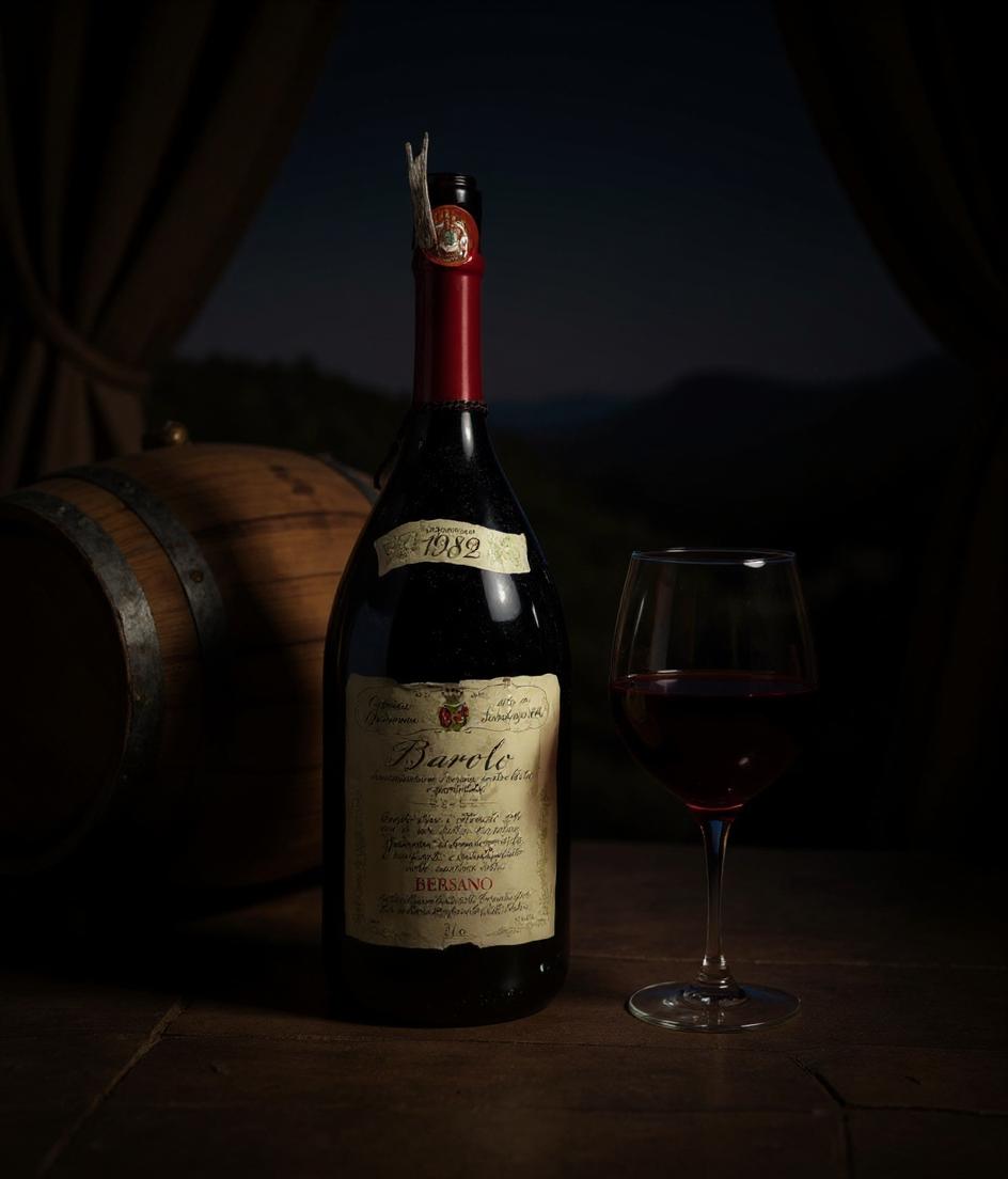 Barolo Bersano Badarina 1982 wine label and bottle details