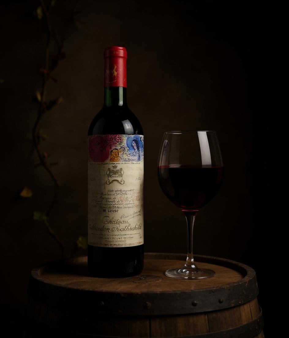Chateau Mouton Rothschild 1970 wine label detail