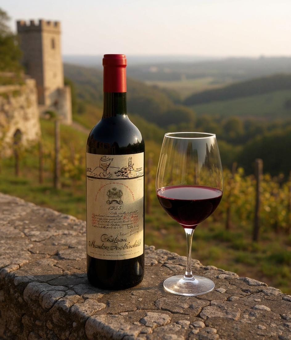 Chateau Mouton Rothschild 1955 vintage wine bottle