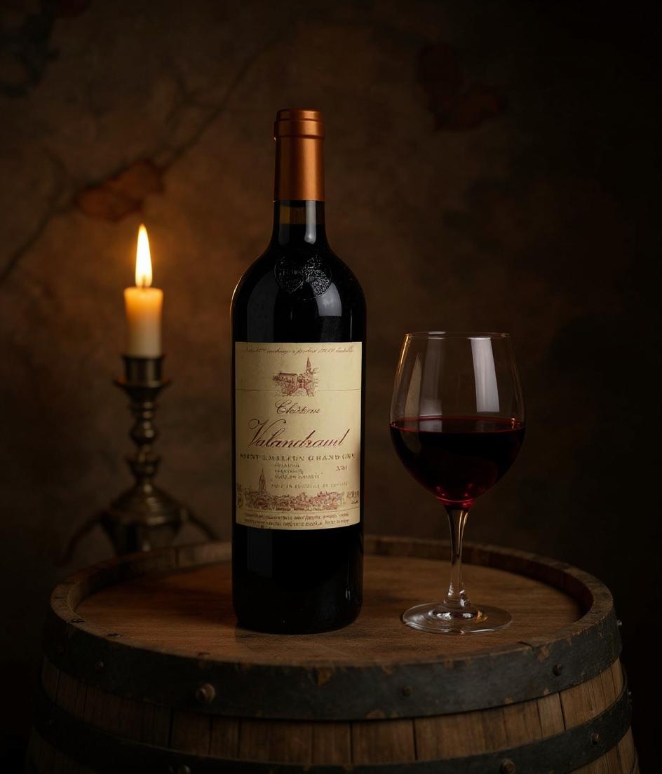 Chateau Valandraud 2004 wine bottle side angle