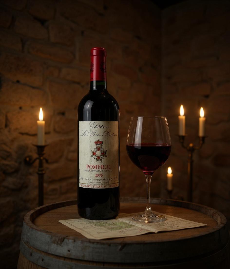 Chateau Le Bon Pasteur Pomerol 2005 wine label detail