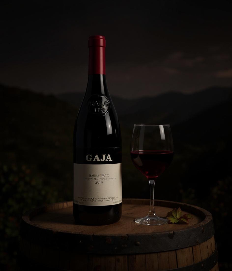 Gaja Barbaresco DOCG 2014 wine bottle label detail