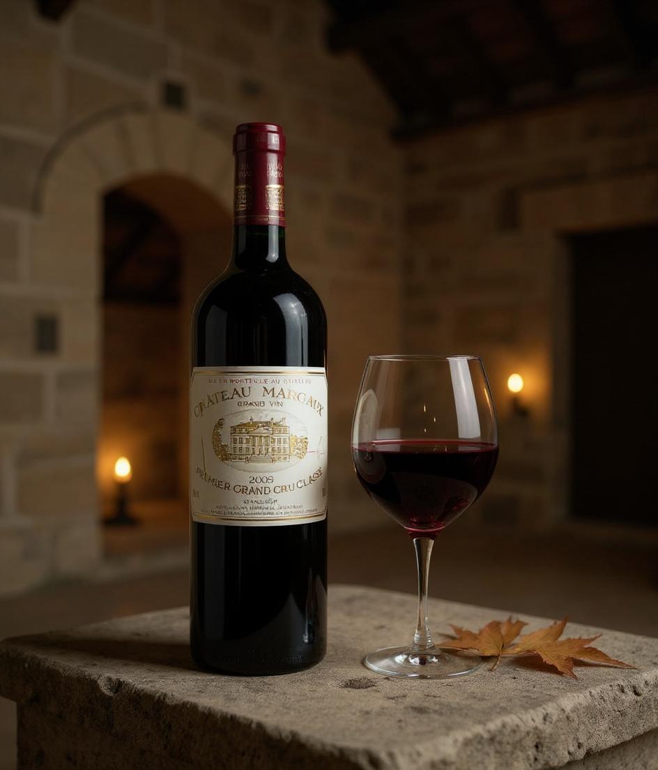 Chateau Margaux 2003 wine bottle side angle