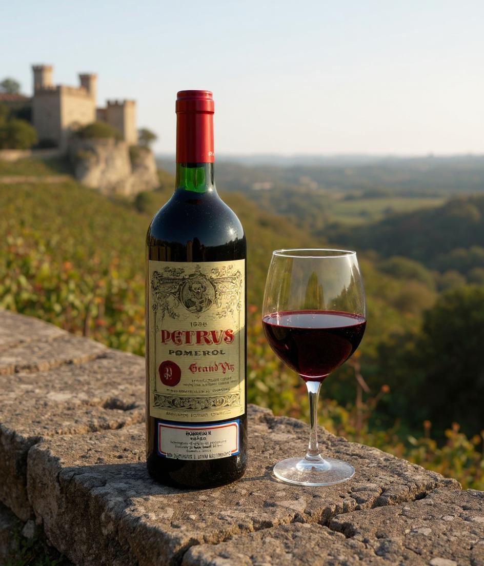 Chateau Petrus 1985 vintage Bordeaux wine bottle
