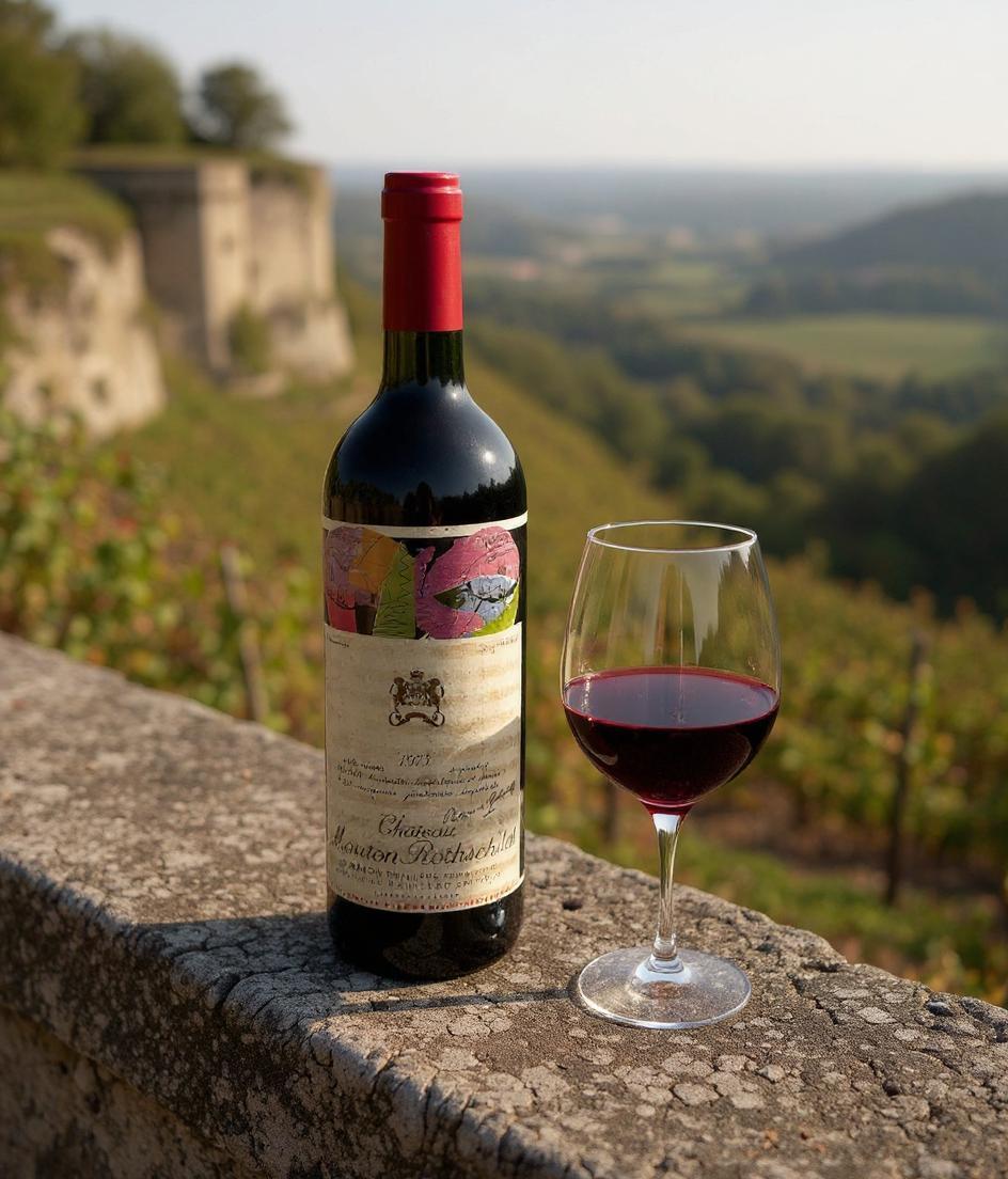 Chateau Mouton Rothschild 1975 wine bottle front view