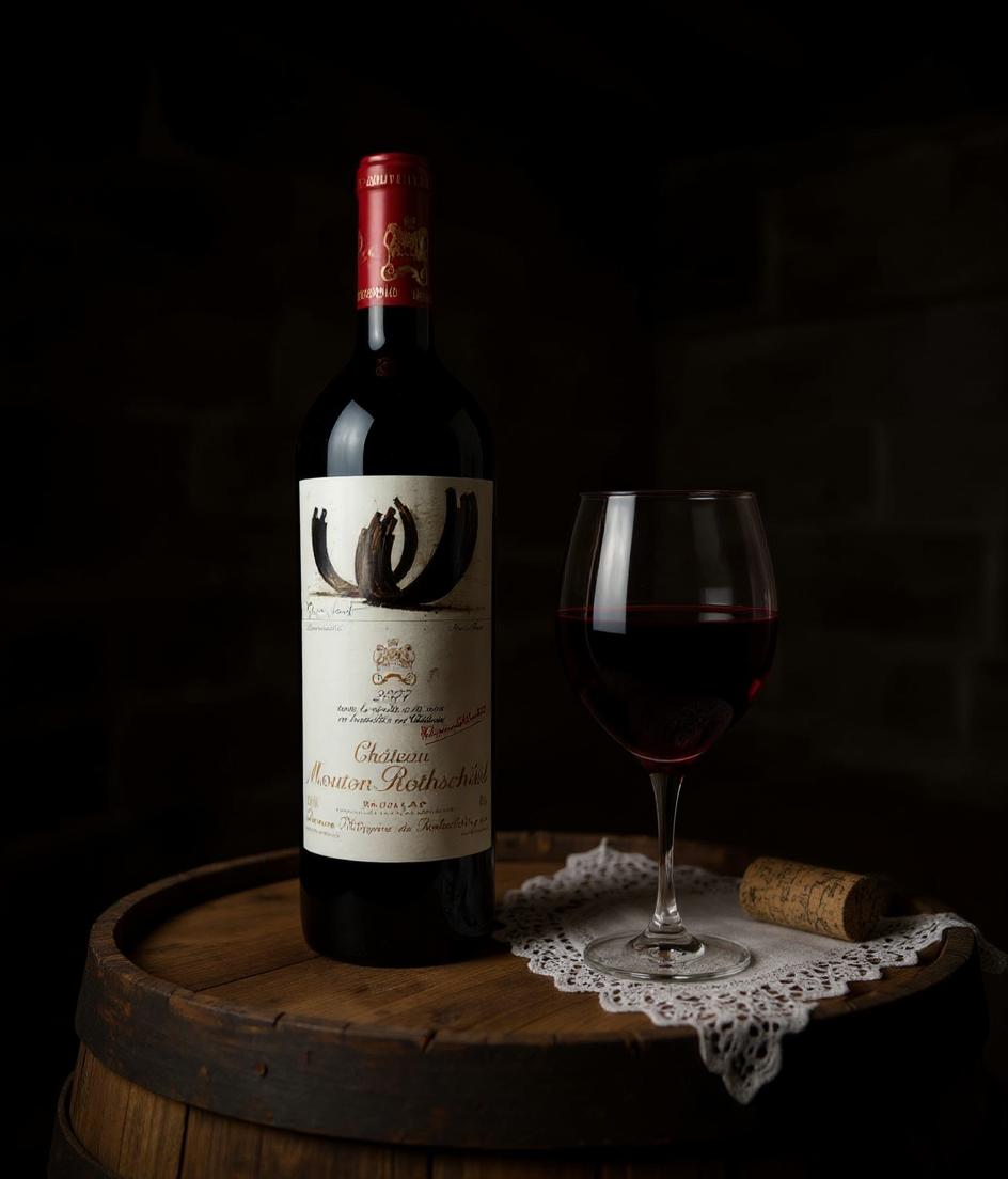Chateau Mouton Rothschild 2007 wine label detail