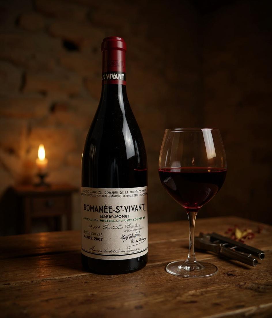 Domaine de la Romanee-Conti Romanee-Saint-Vivant Grand Cru 2007 wine bottle side view