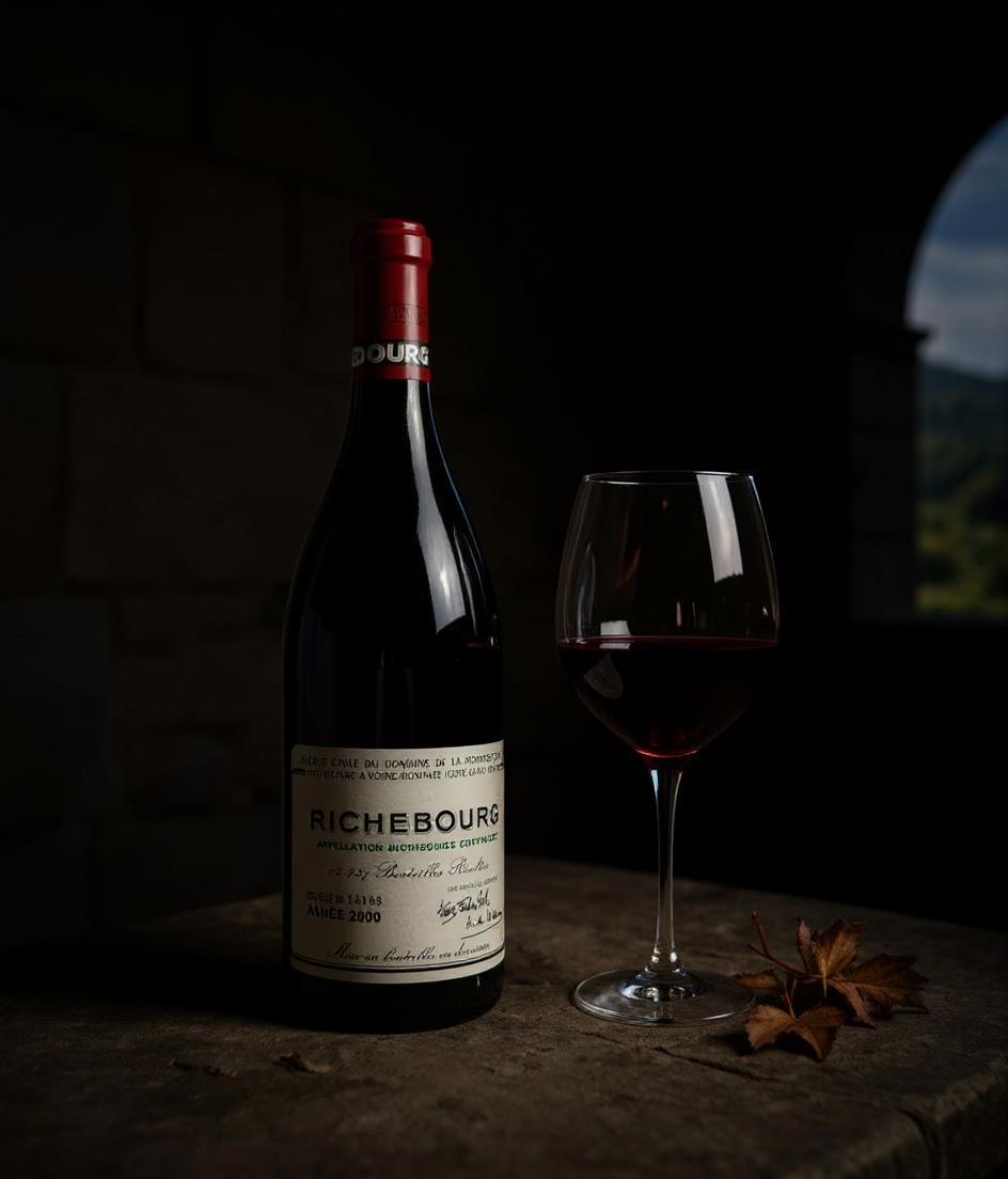 Richebourg Grand Cru 2000 wine label and bottle detail