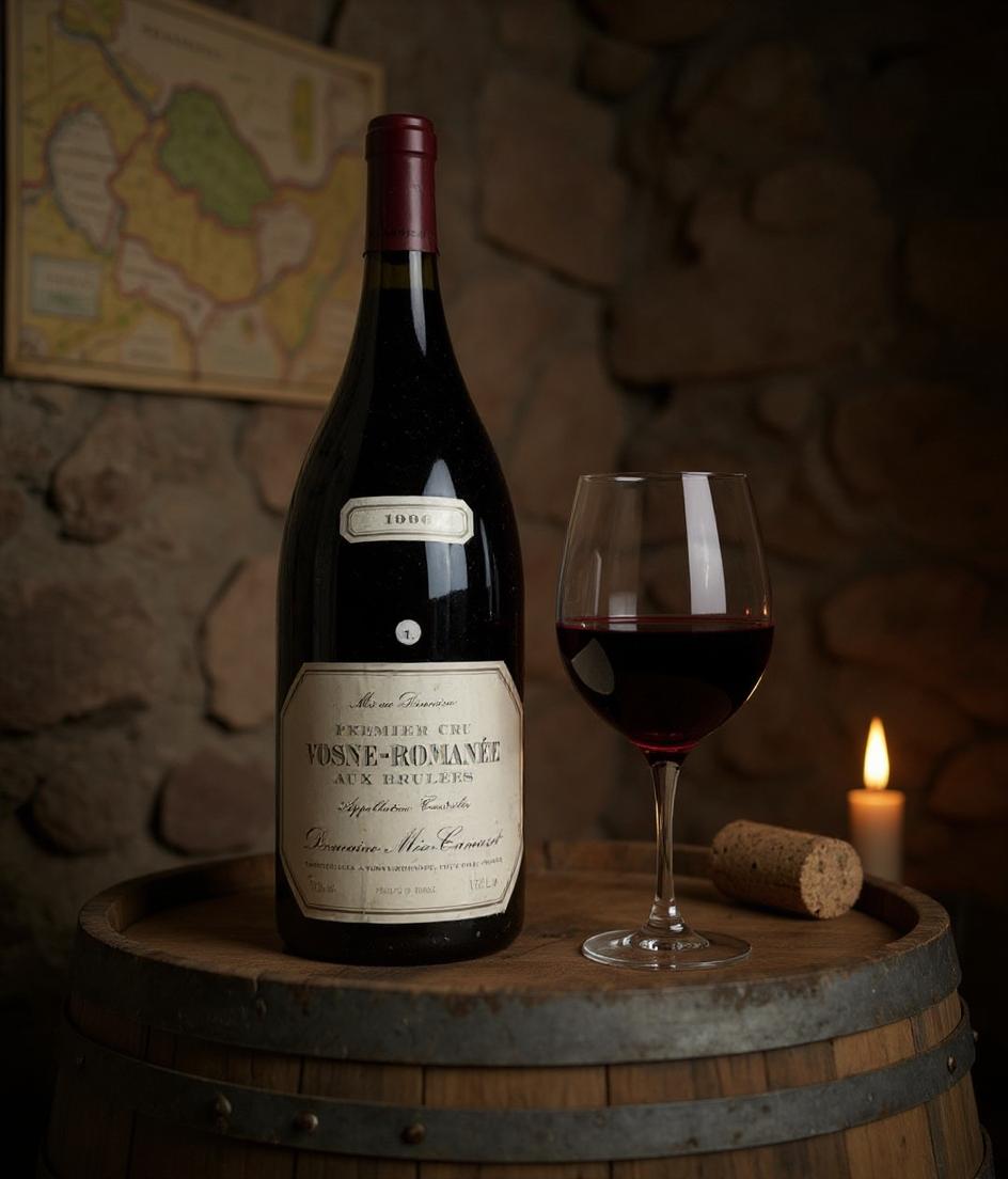 Meo-Camuzet Premier Cru wine bottle detail and label