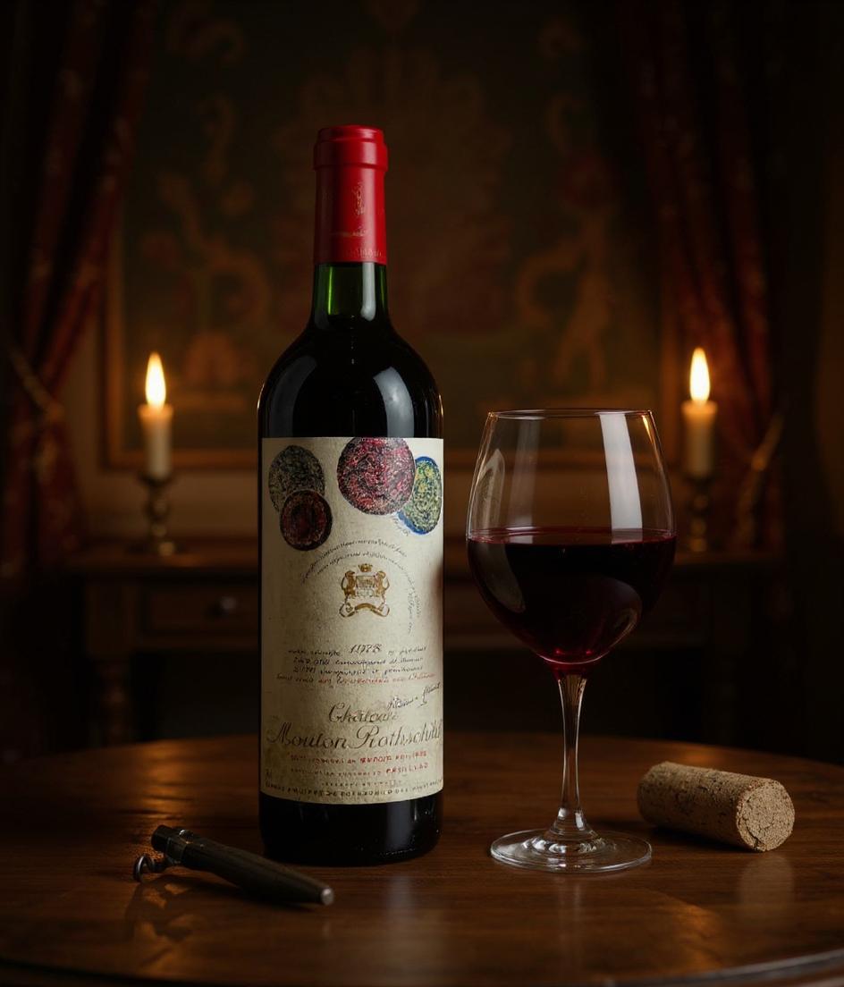 Chateau Mouton Rothschild 1978 wine label detail