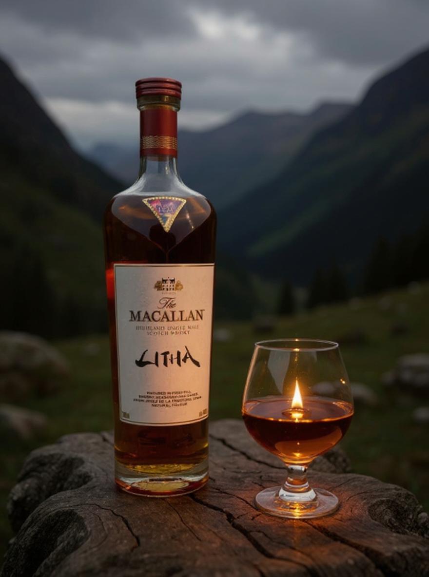 The Macallan Litha Single Malt Scotch Whisky bottle side angle