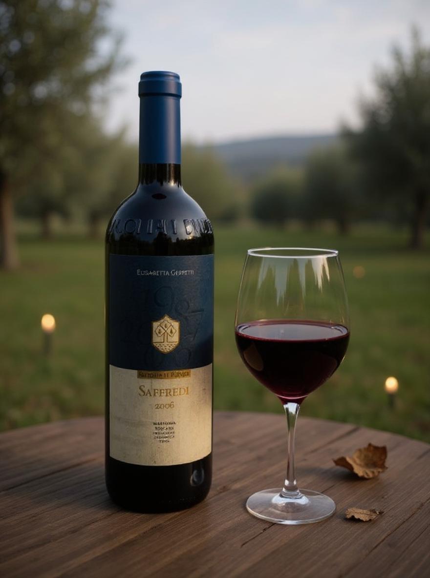 Saffredi 2006 wine label detail Maremma Tuscany vintage bottle