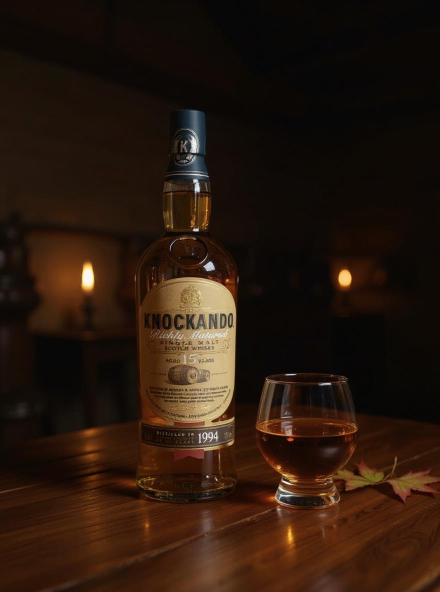 Knockando 15 Year Old whisky bottle detail view