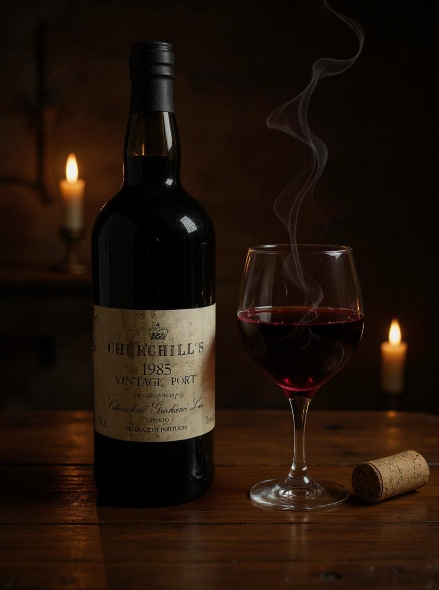 Churchill's Vintage Port 1985 bottle label detail