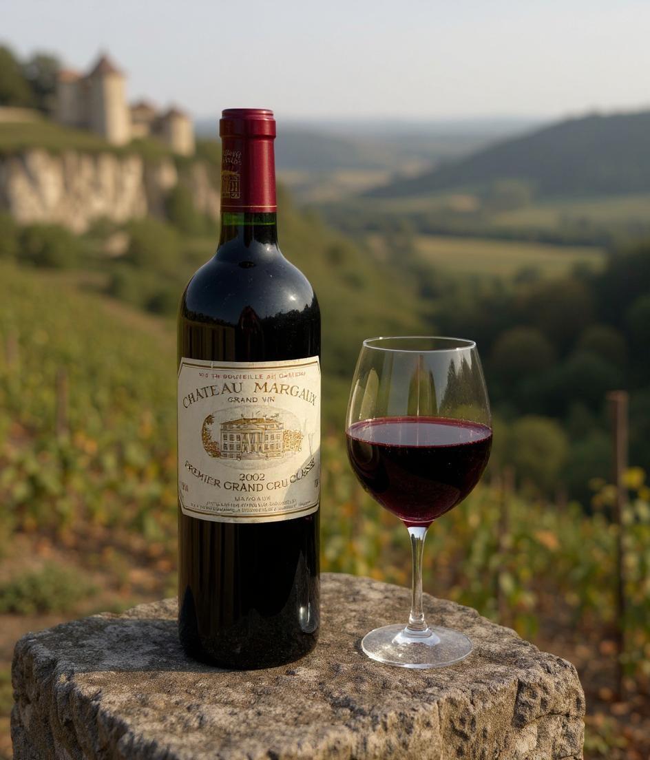 Chateau Margaux 2002 vintage wine bottle front view