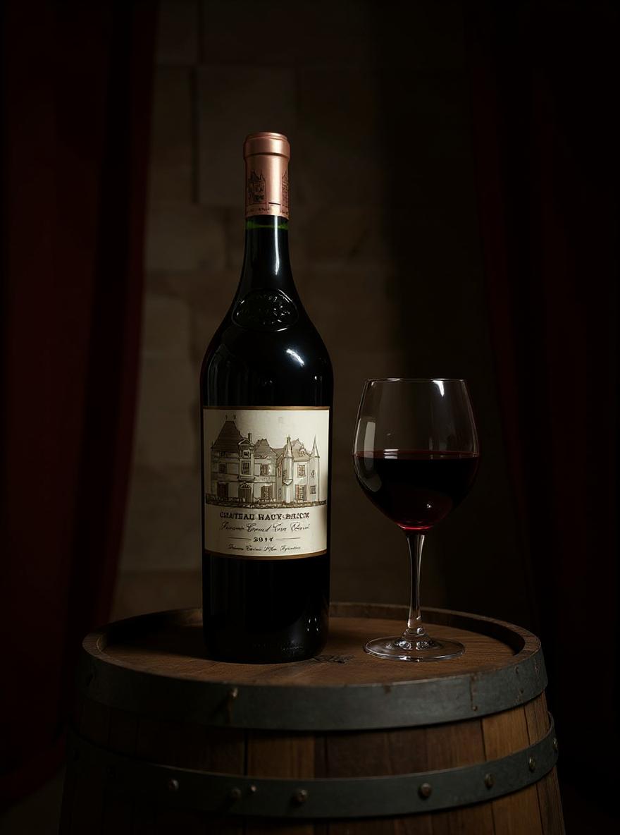 Chateau Haut-Brion 2017 wine bottle side angle showing label details