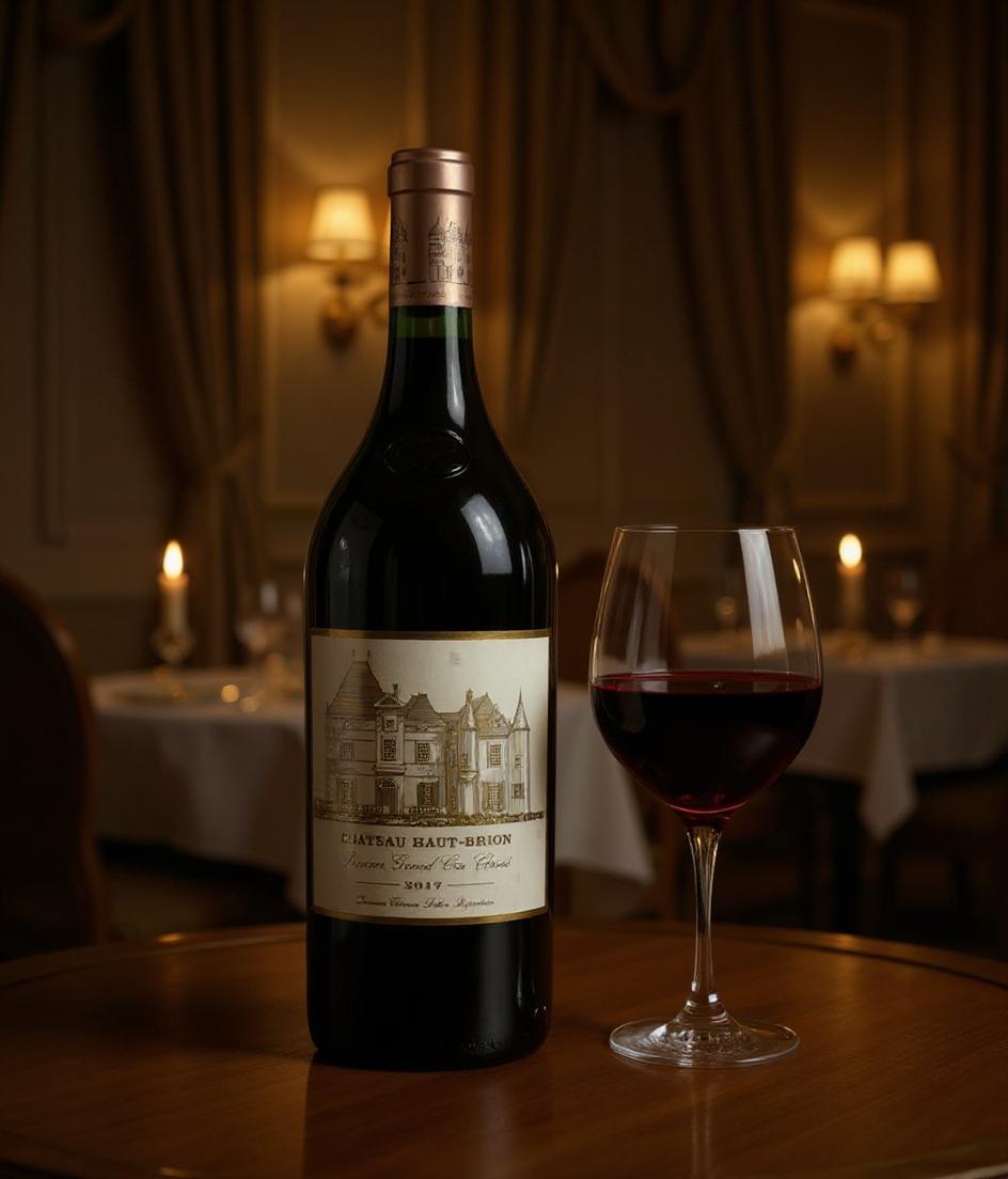 Chateau Haut-Brion 2017 wine bottle detail and label