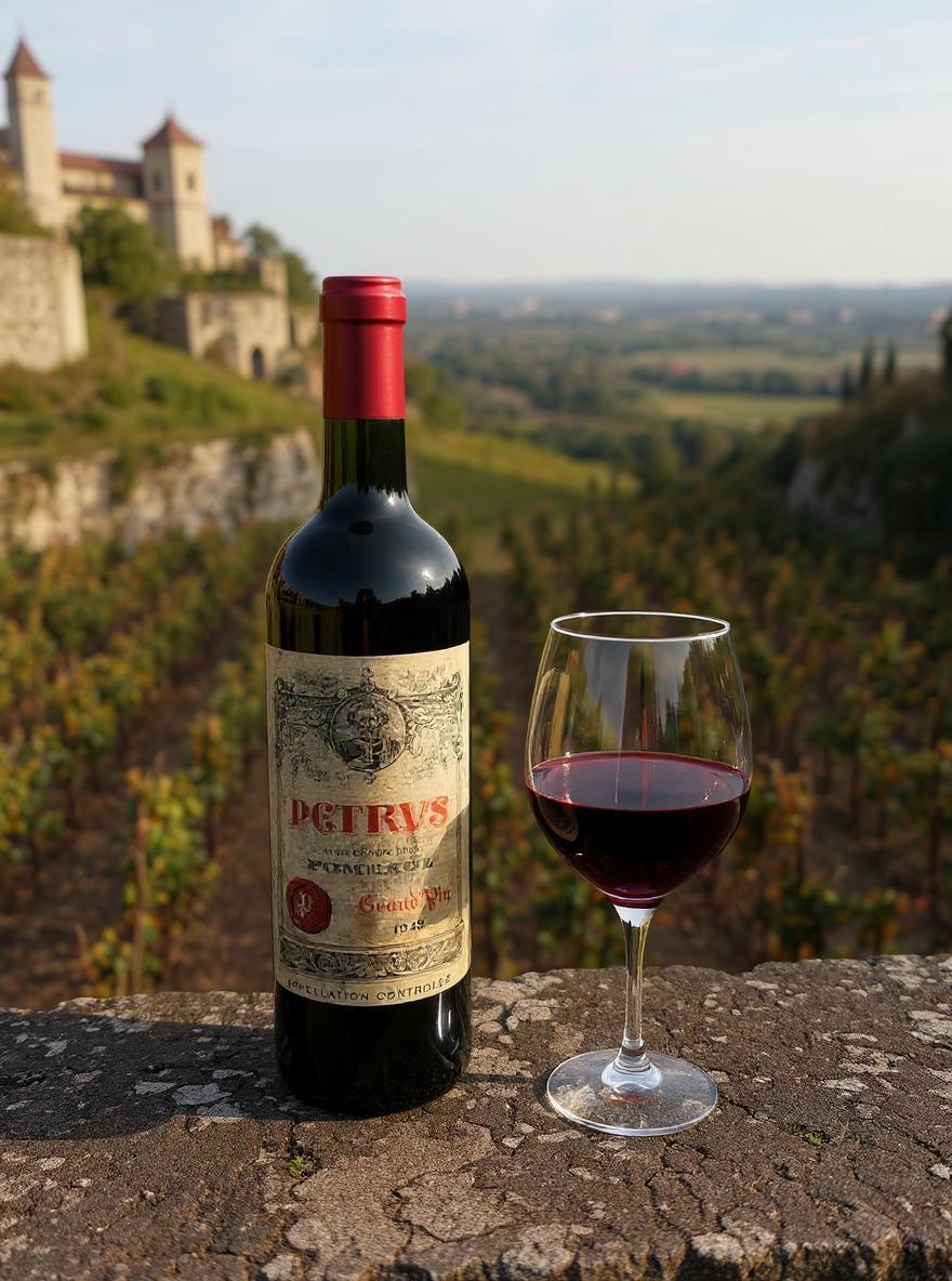 Chateau Petrus 1948 vintage Bordeaux wine bottle