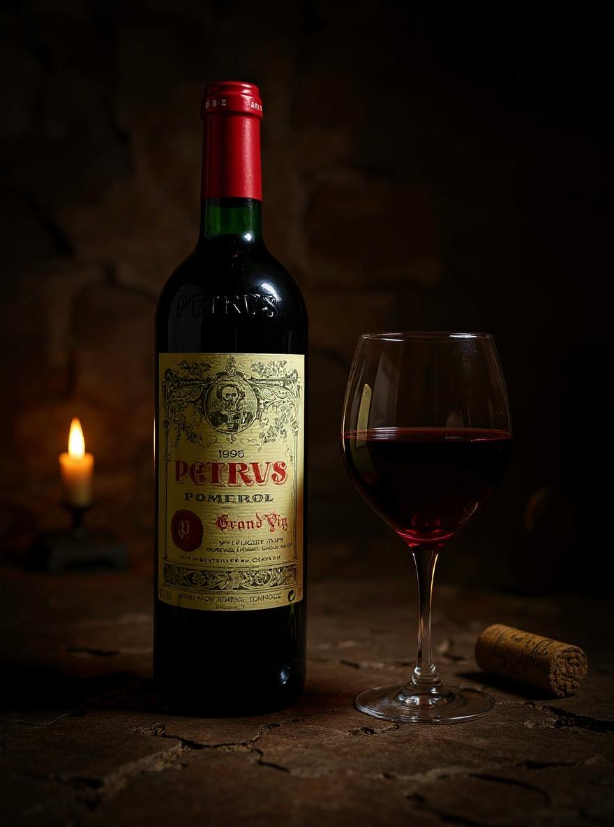 Chateau Petrus 1996 premium Merlot wine label detail