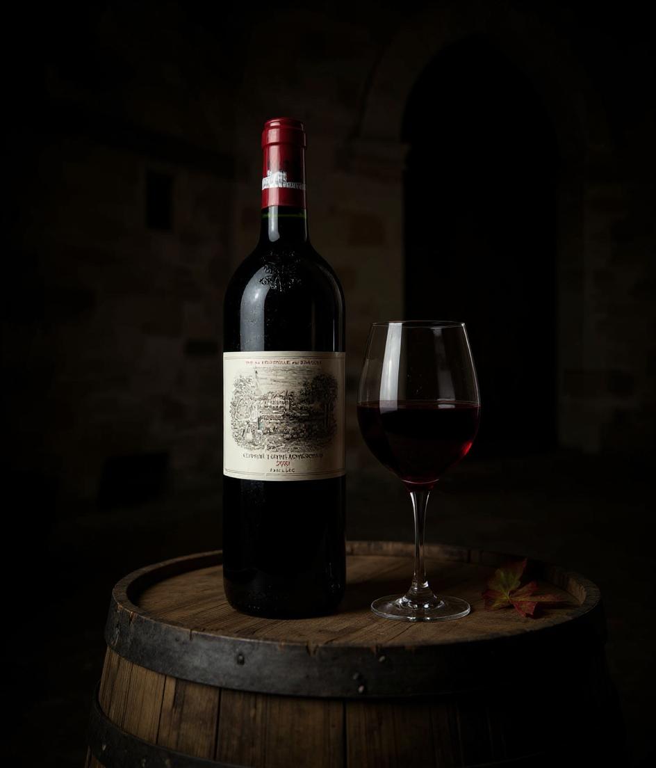 Chateau Lafite Rothschild 2003 wine bottle detail view