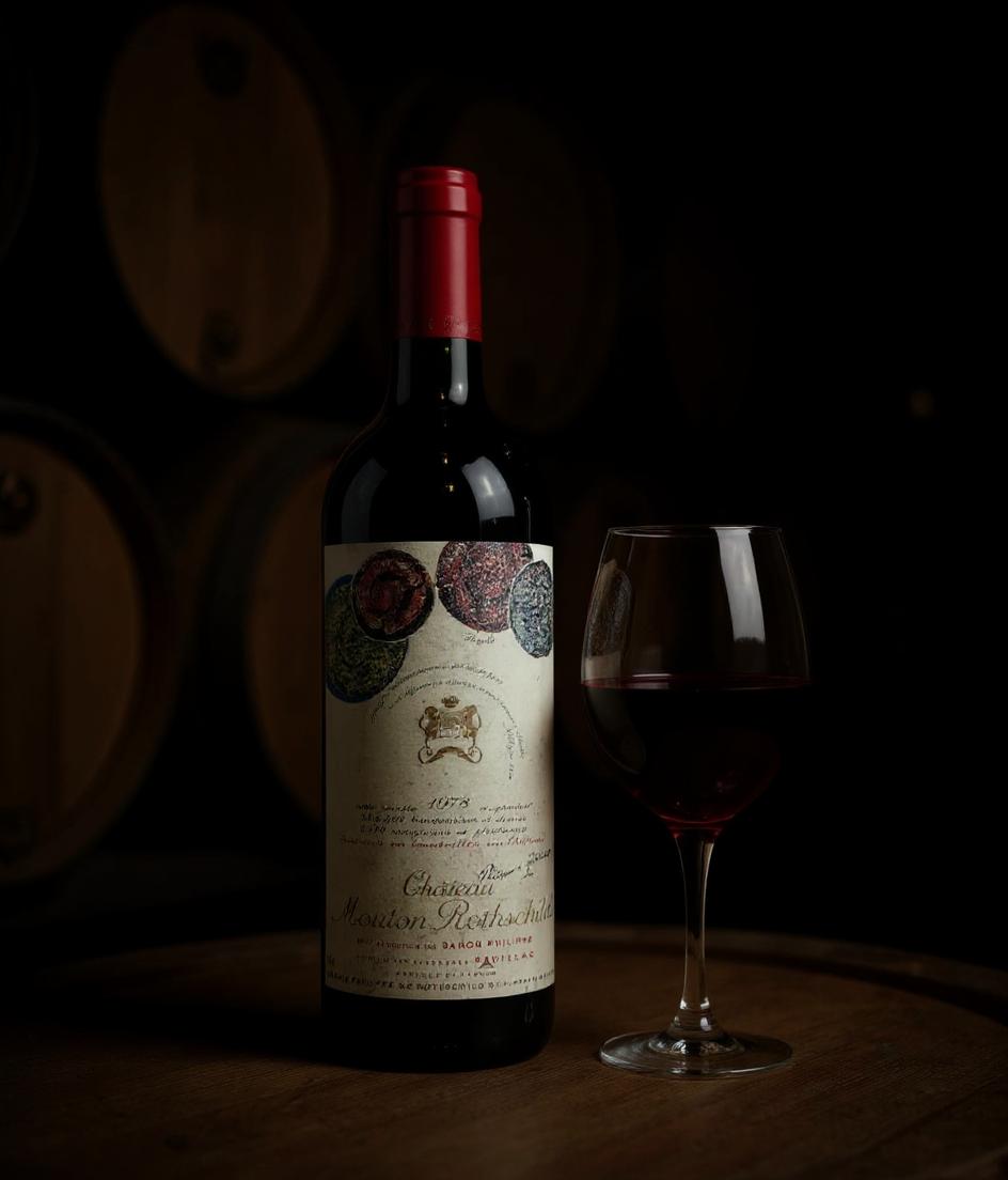 Chateau Mouton Rothschild 1978 wine label detail