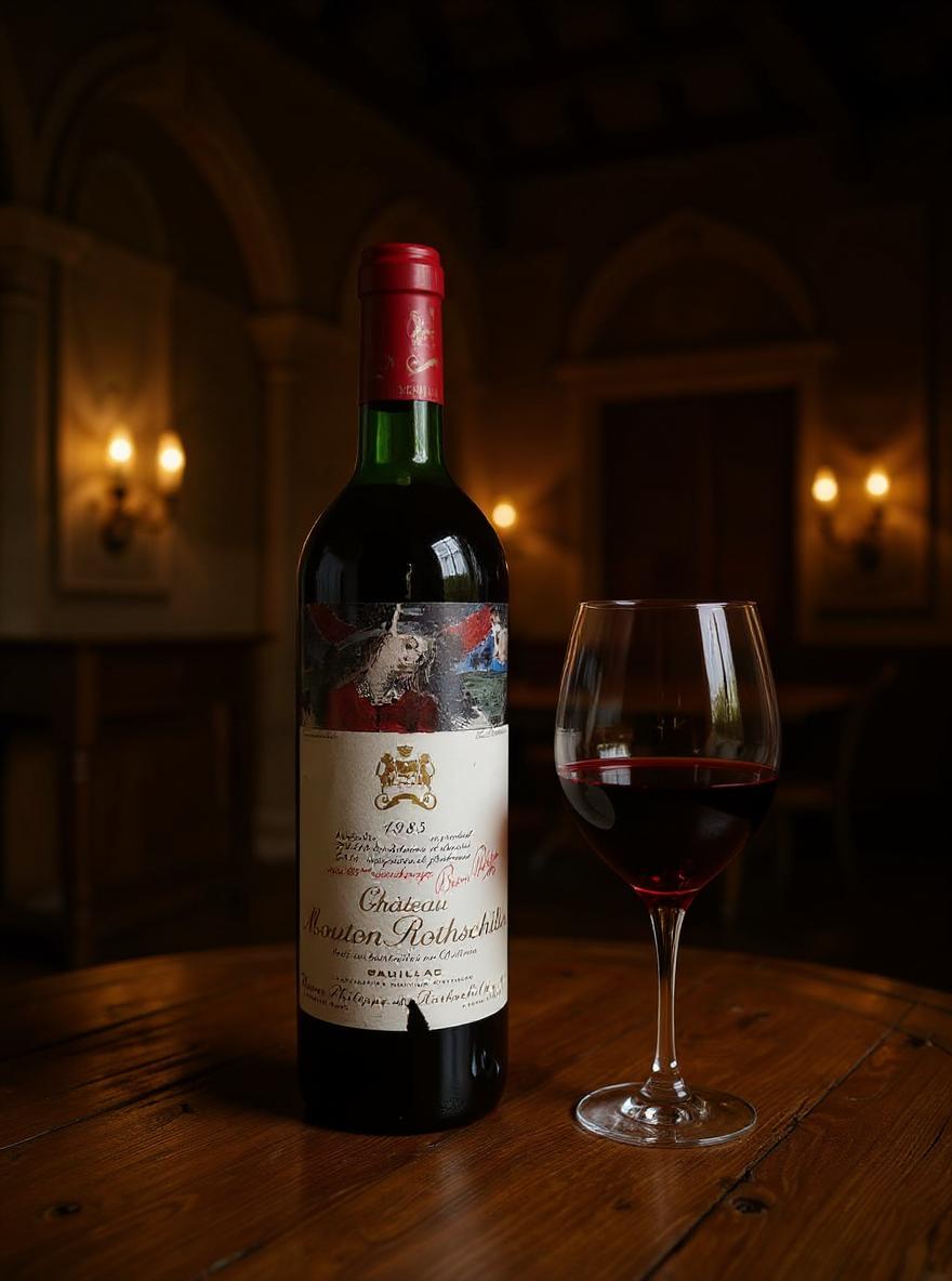 Chateau Mouton Rothschild 1985 wine label detail