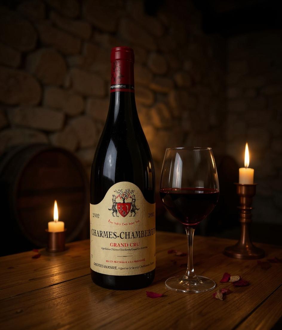 Charmes-Chambertin Grand Cru 2002 wine label detail
