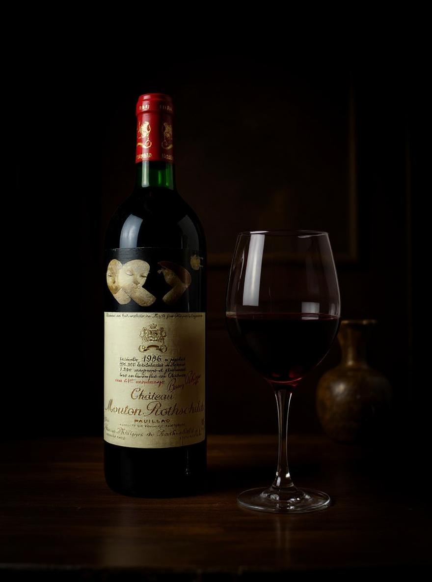 Chateau Mouton Rothschild 1986 wine label detail