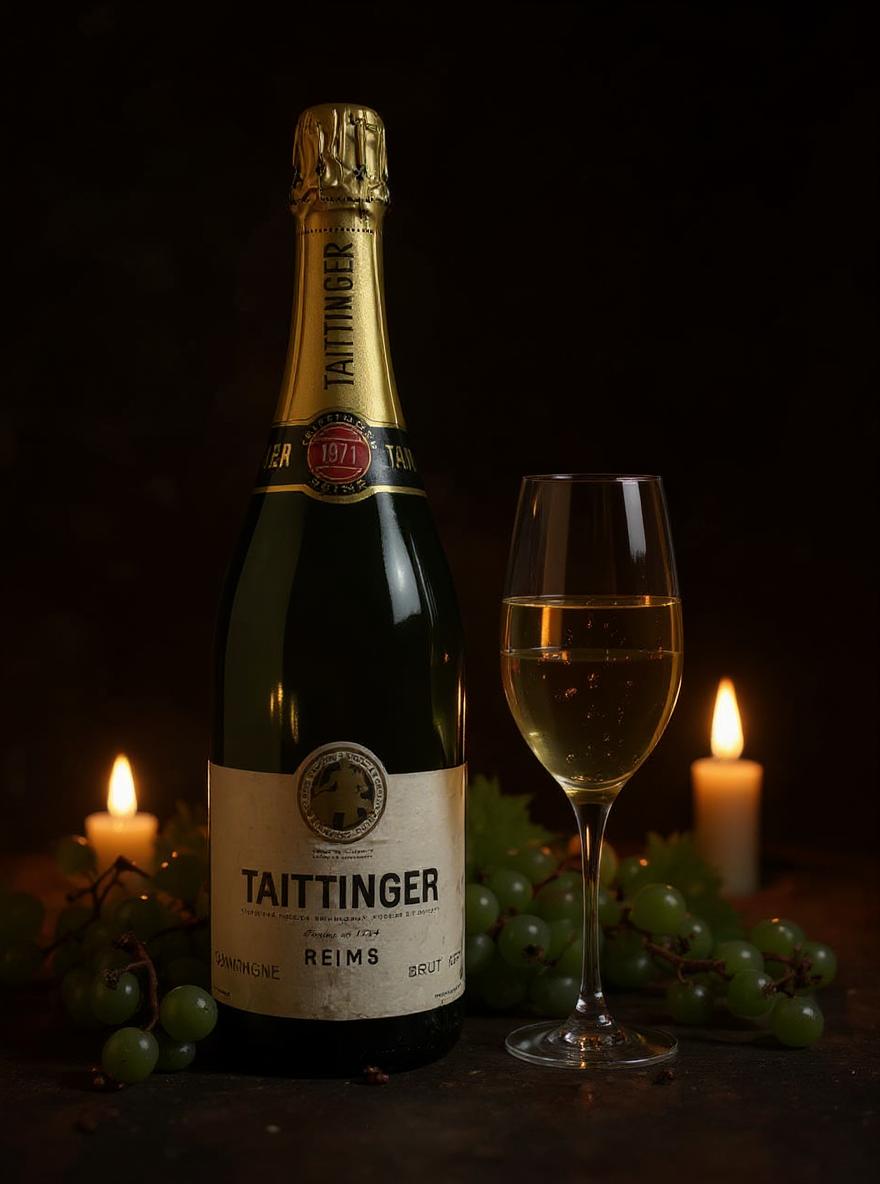 Taittinger champagne label detail showing 1971 vintage