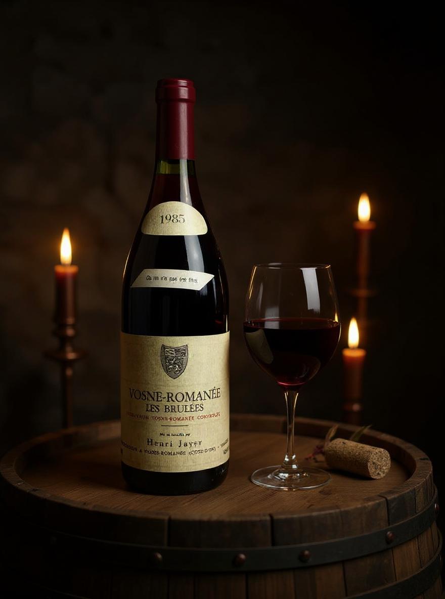 Henry Jayer Les Brulees 1985 wine label detail close-up