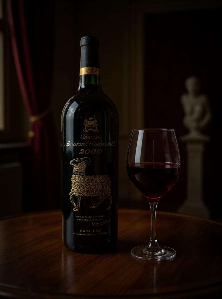 Mouton Rothschild 2000 1.5L magnum bottle side angle view