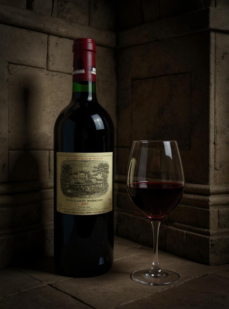 Chateau Lafite Rothschild wine label and cork detail