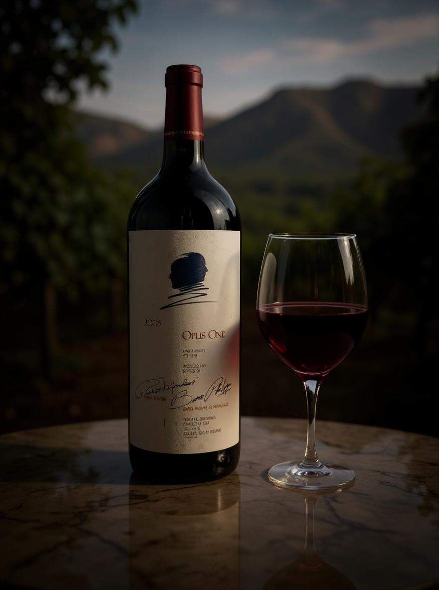 Opus One 2005 magnum bottle side angle
