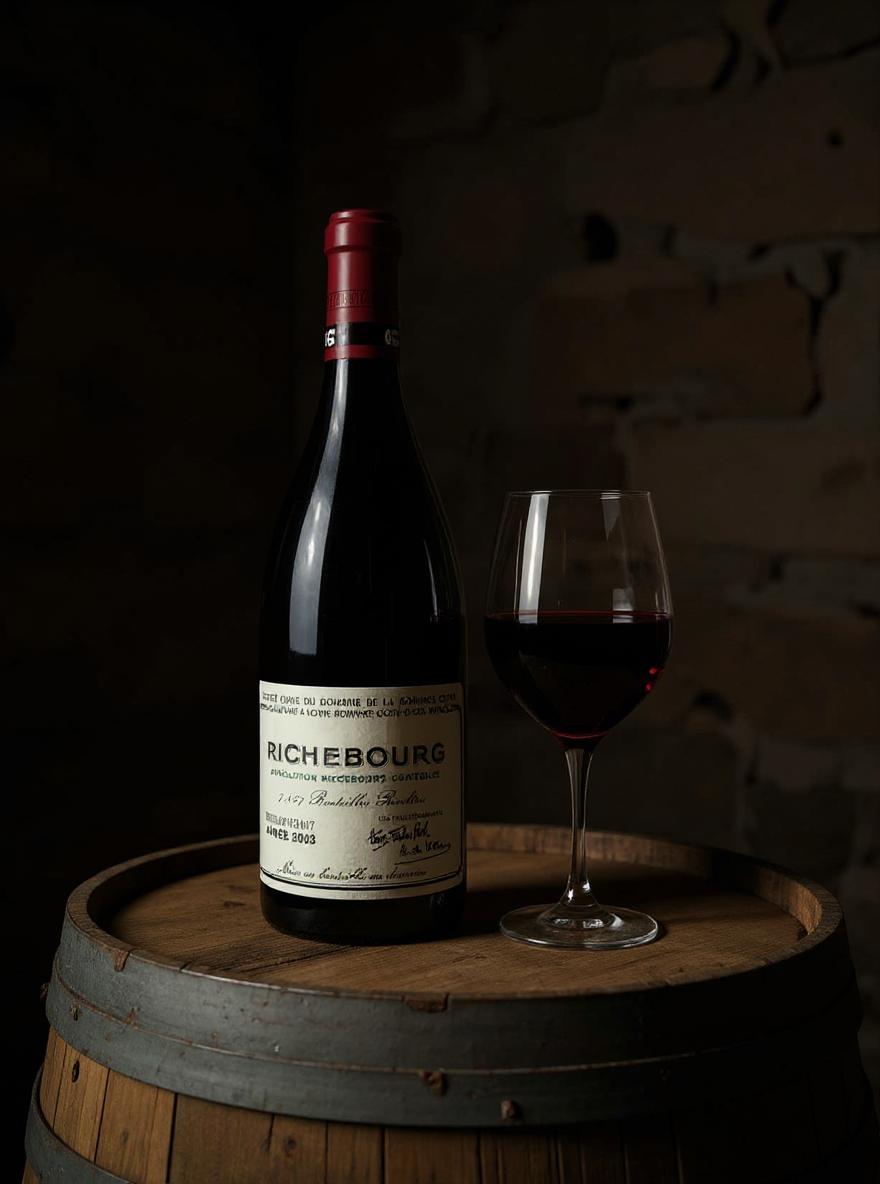 Domaine de la Romanee-Conti Richebourg Grand Cru 2003 wine bottle label detail