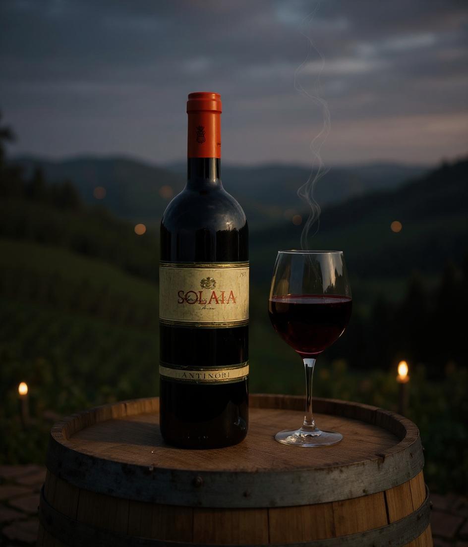 Marchesi Antinori Solaia 2003 wine bottle label detail