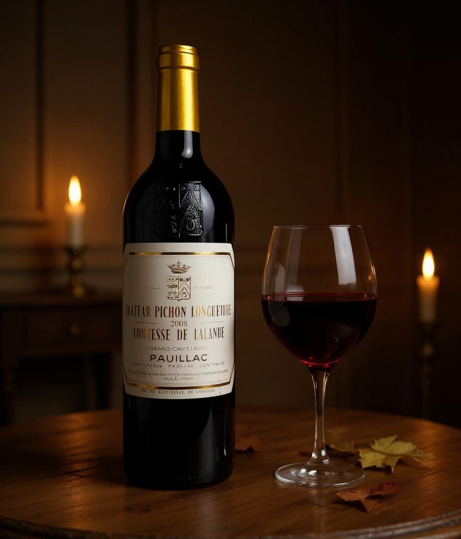Chateau Pichon Longueville Comtesse de Lalande 2008 wine label detail
