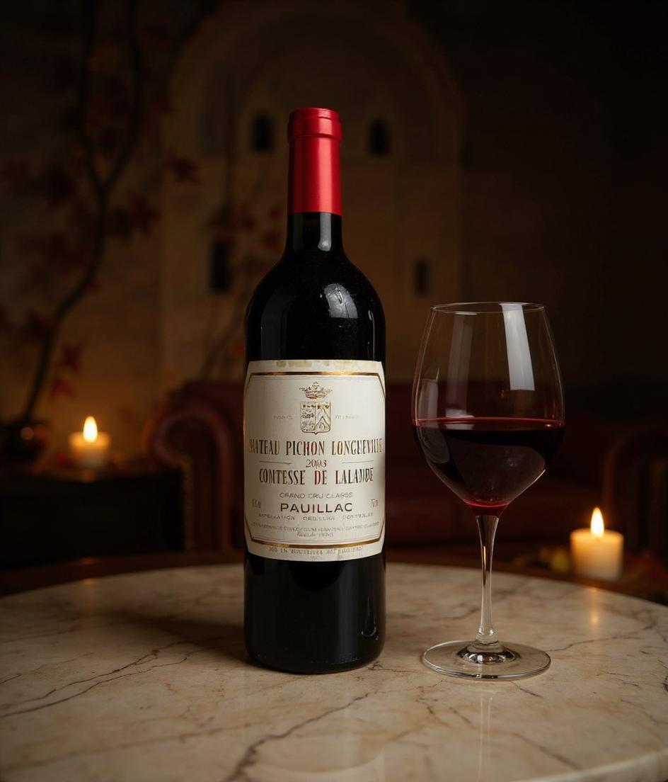 Chateau Pichon Longueville Comtesse de Lalande 2003 wine bottle label detail