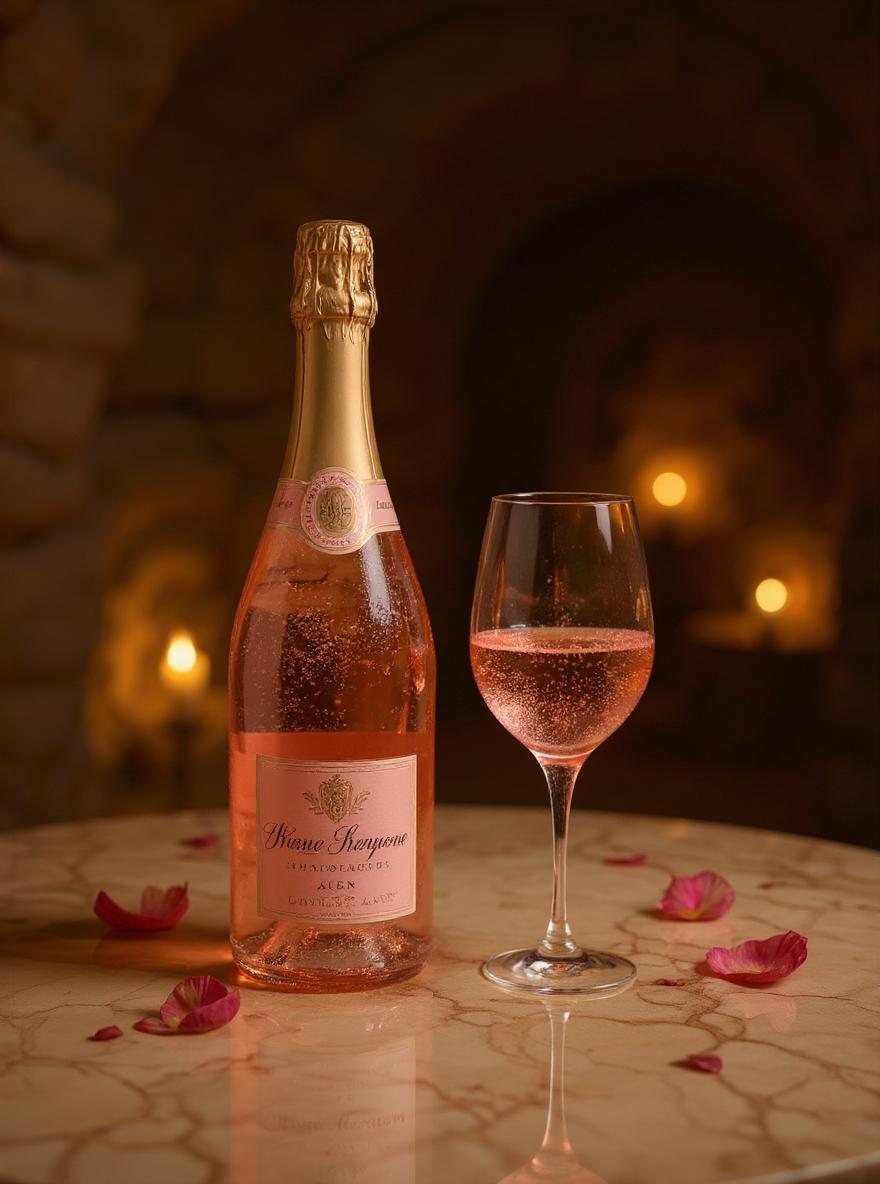 Louis Roederer Cristal Rose 2005 bottle detail view