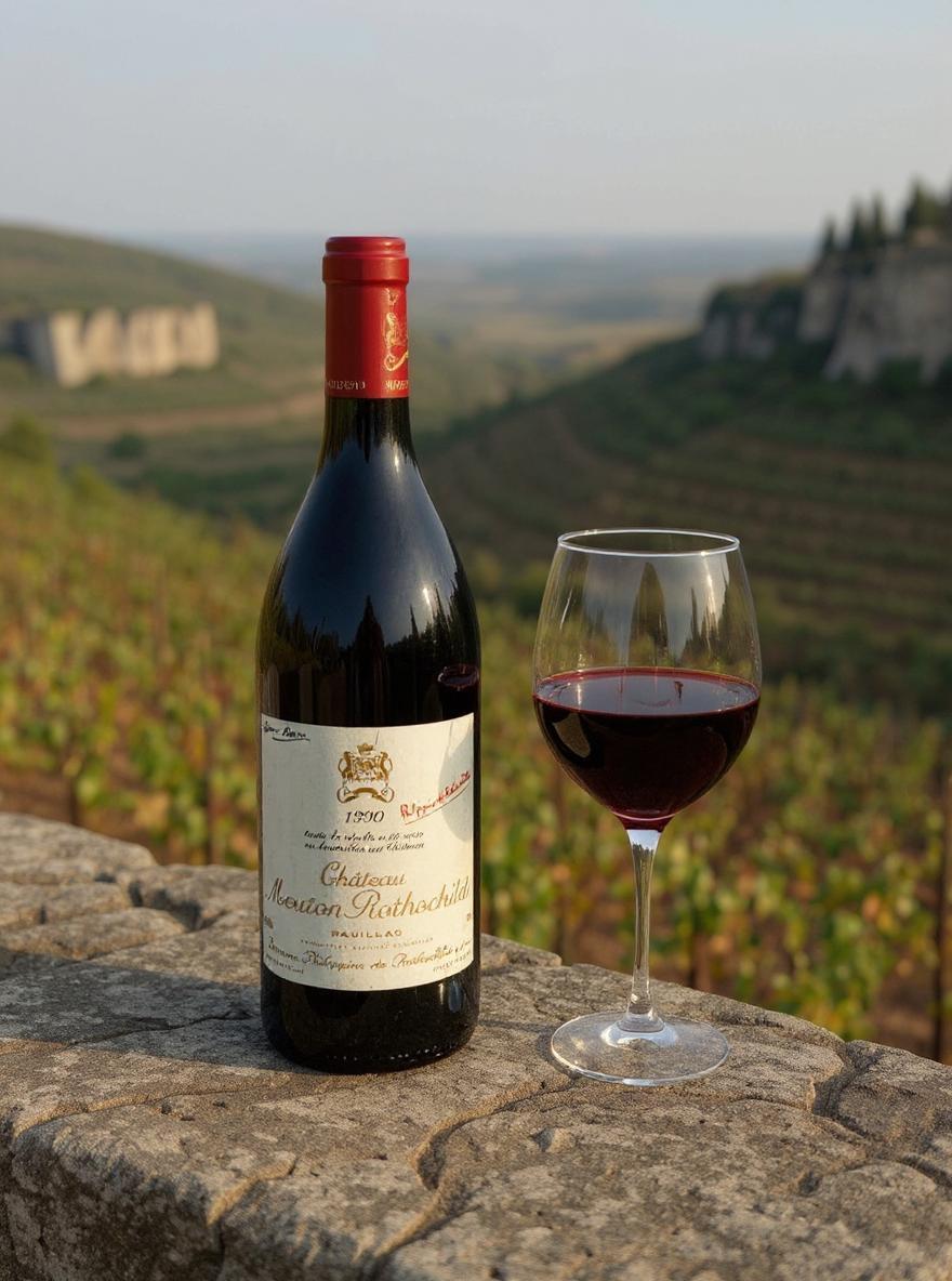 Chateau Mouton Rothschild 1990 vintage wine bottle